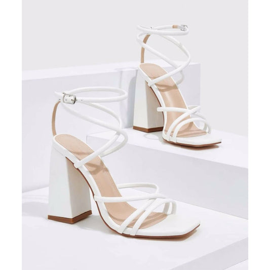 Criss Cross Heeled Ankle Strap Sandals