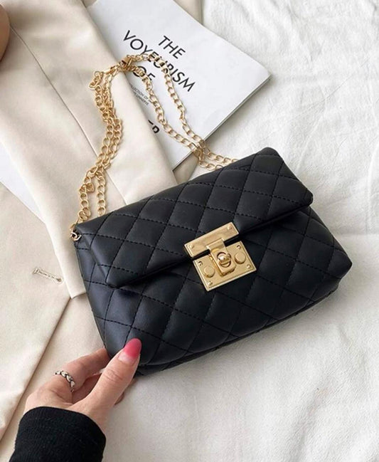 Quilted Twist Lock Chain Bag