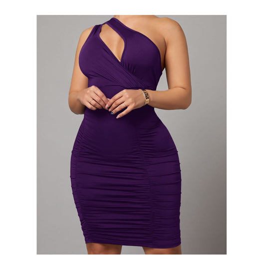 Cut Out One Shoulder Ruched Bodycon Dress